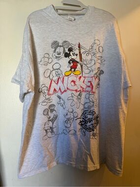Vintage Disney Store Mickey Mouse Sketch Graphic Tee XXL USA Made Y2K